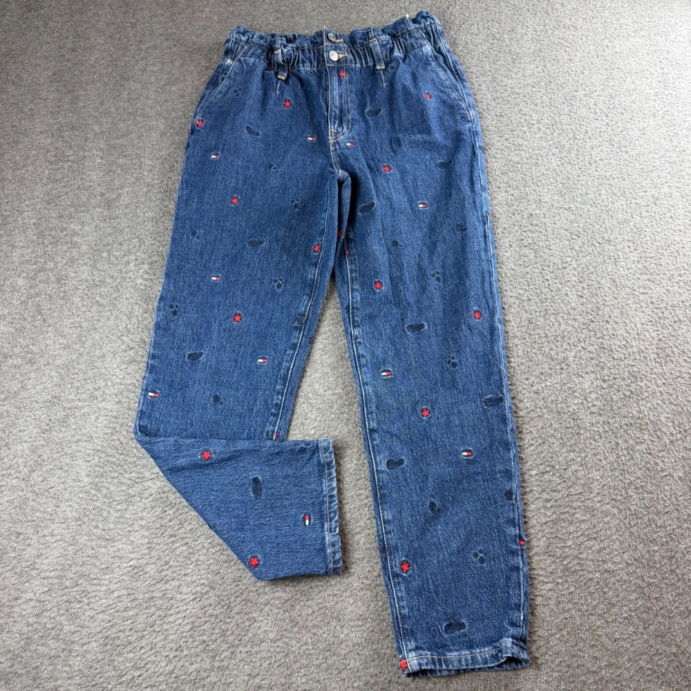 Tommy Jeans Jeans Women's 4 Blue Embroidered Paperbag Waist Mom Tapered